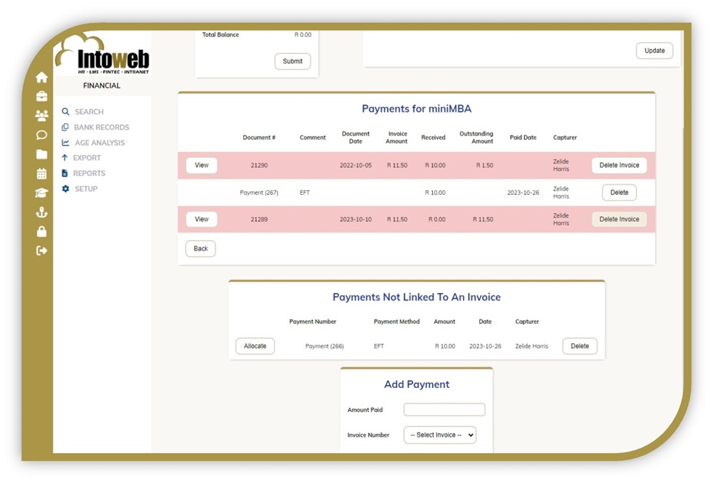 invoices add payments